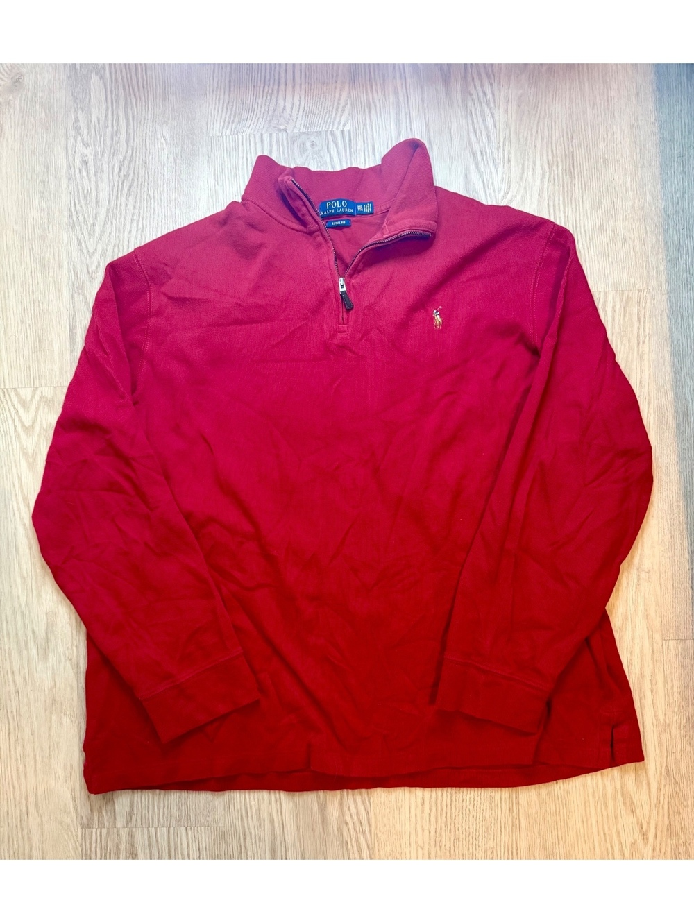 Polo Ralph Lauren Red Quarter Zip Sweater XXL Multicolor Embroidered Pony
